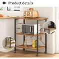 thumbnail image 2 of SOGES 3-Tier Kitchen Baker's Rack Utility Microwave Oven Stand Kitchen Cart Island Brown, 2 of 7