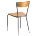 thumbnail image 5 of Flash Furniture 2 Pack Invincible Series Silver Metal Restaurant Chair - Natural Wood Back & Seat, 5 of 8