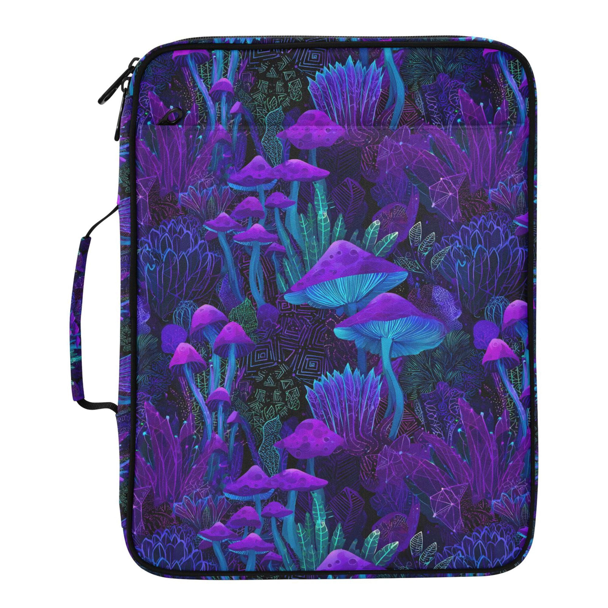 FORMRS Accordion File Folder A4 Size 7-Pocket Expanding Document Organizer Bag with 3 Ring Binder, Dark Mushrooms Pattern