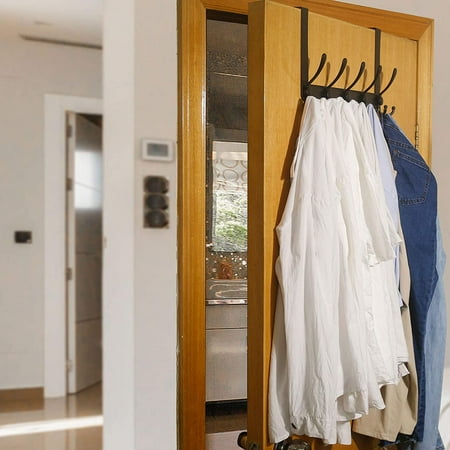 Super Fafa Over The Door Hook Hanger Rack With 5 Tri Hooks For Hanging Door Hook Hanger Rack, Coat Hook Rack For Door