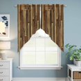 thumbnail image 6 of Swag Curtains Valances for Windows, Rustic Farmhouse Short Kitchen Window Curtains Over Sink, Brown Wood Textured Cafe Curtains Panel Set Of 2,Rod Pocket, 36 Inches Length, 6 of 9