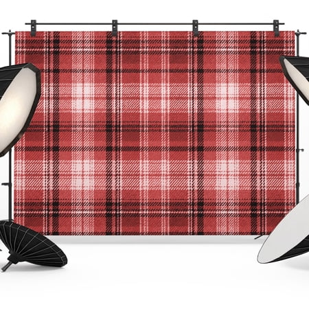 Red Buffalo Plaid Backdrops for Photography Rustic Farmhouse Fabric Photo Background Sturdy Studio Props for Photo Studio Video Recording Booth & Photoshoot 12x8ft