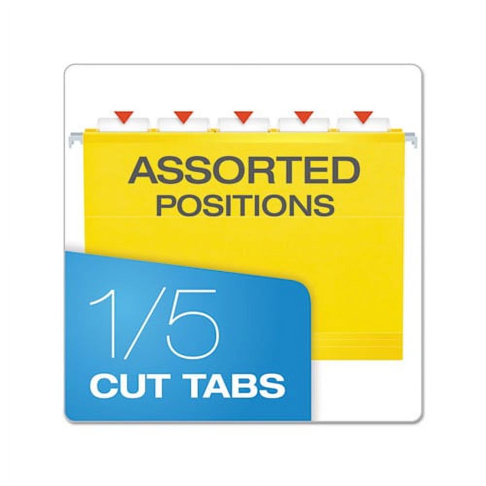 Extra Capacity Reinforced Hanging File Folders with Box Bottom Letter Size, 1/5-Cut Tab, Yellow, 25/Box
