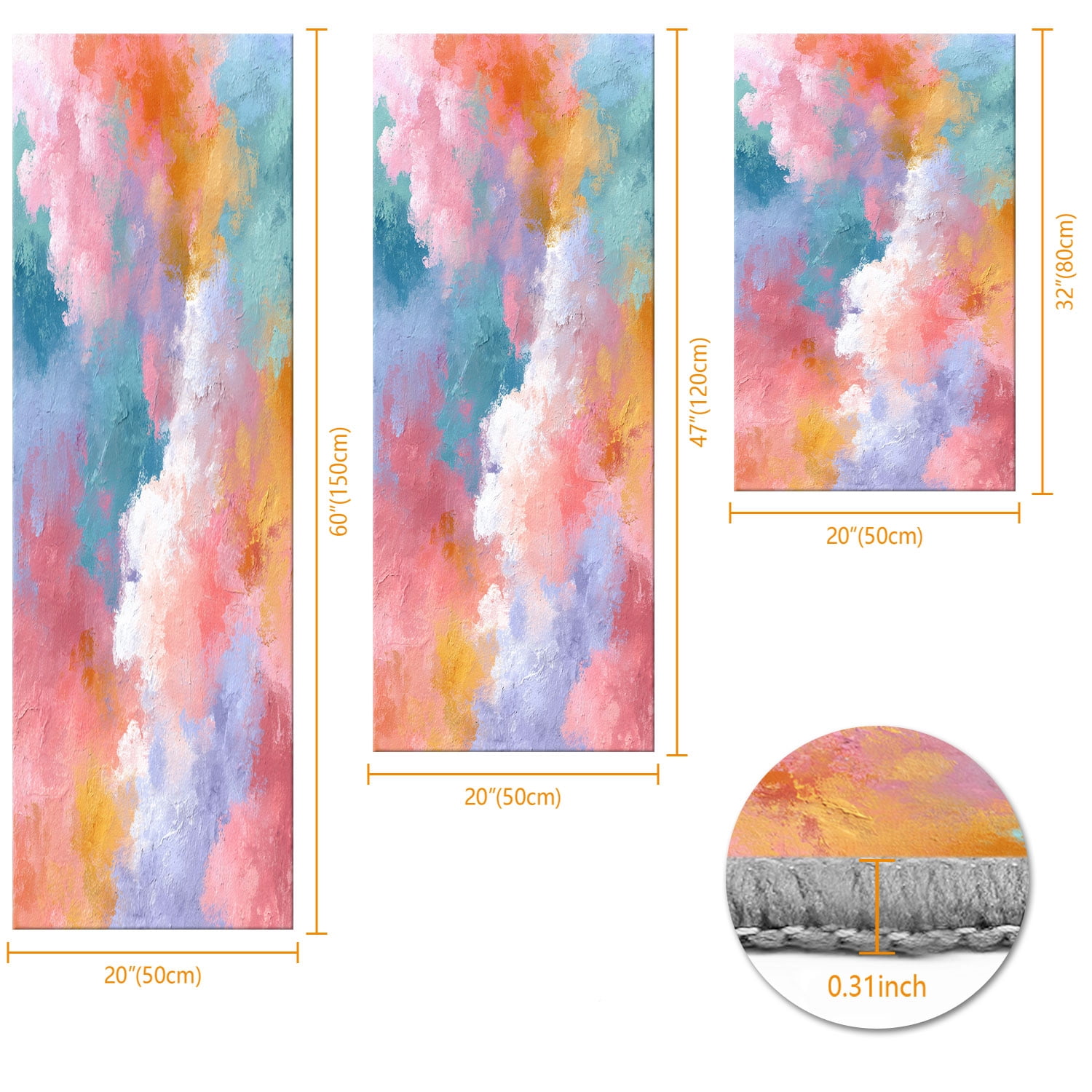 3 Piece Kitchen Rug Set, Non-Slip And Washable, Abstract Pattern Kitchen Hallway Rug, Soft And Comfortable, Suitable For Sinks, Floors, Entrances, Hallways and Bathrooms