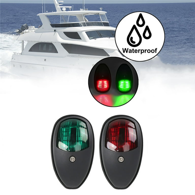 1 Pair Red & Green 8LED Navigation Lights Marine Bow Light Lamp