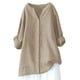 thumbnail image 4 of Blusa holgada con botones para mujer - Camisa informal de manga larga y color liso - Cuello en V, elegante, ideal para el trabajo diario y los viajes - Para todas las estaciones, tallas S-XXXXXL, 4 of 4