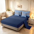 thumbnail image 3 of Manfei Contemporary Grid 7-Piece Twin Bedding,Modern Drip Bedding Comforter Set,Black White Blue,Navy Blue Reversible, 3 of 7