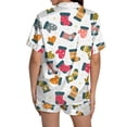 thumbnail image 5 of Pyjama pour Femmes en Satin de Soie à Imprimé Graphique, Mignon, Tenue de Nuit, Boutons, Hauts à Manches Courtes, Ensembles de Shorts, 5 of 5
