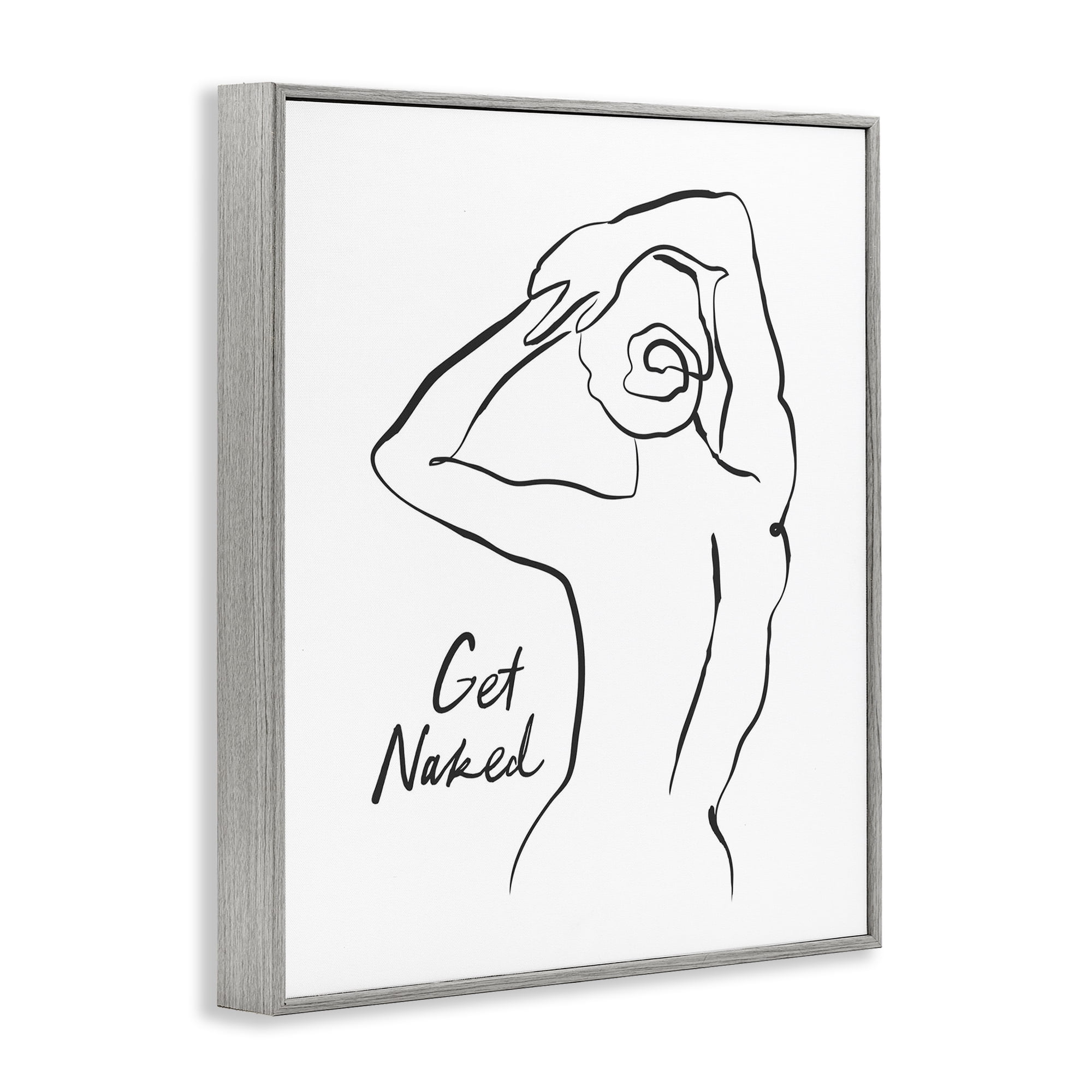 Stupell Industries Get Naked Nude Silhouette Gray Framed Giclee Art, design by Lettered and Lined