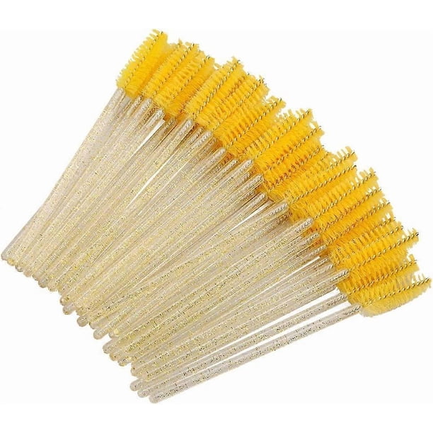 100 PCS Disposable Crystal Eye Brush, Pink Brush Mascara Wands, Eyelash Mascara Brushes Eye Lash Applicator Brush
