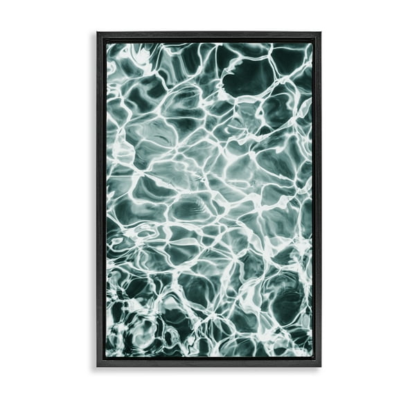 Stupell Industries Aqua Ripple Pattern Coastal Painting Black Floater Framed Canvas Art Print Wall Art, 17 x 25
