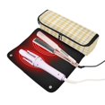 thumbnail image 3 of Hair Tool Organizer Bag with Heat Resistant Mat Removable Travel Storage Case for Hot Air Brushes Curling Irons Light Yellow and White Gingham, 3 of 8