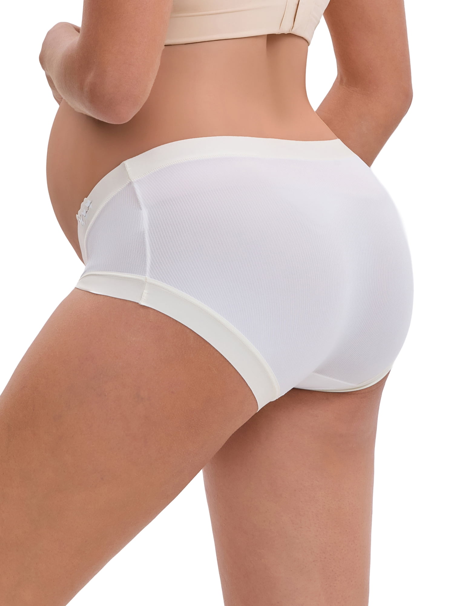 DARING DIVA Ice Silk Maternity Panties Under the Bump Briefs M 1 Beige 1 White