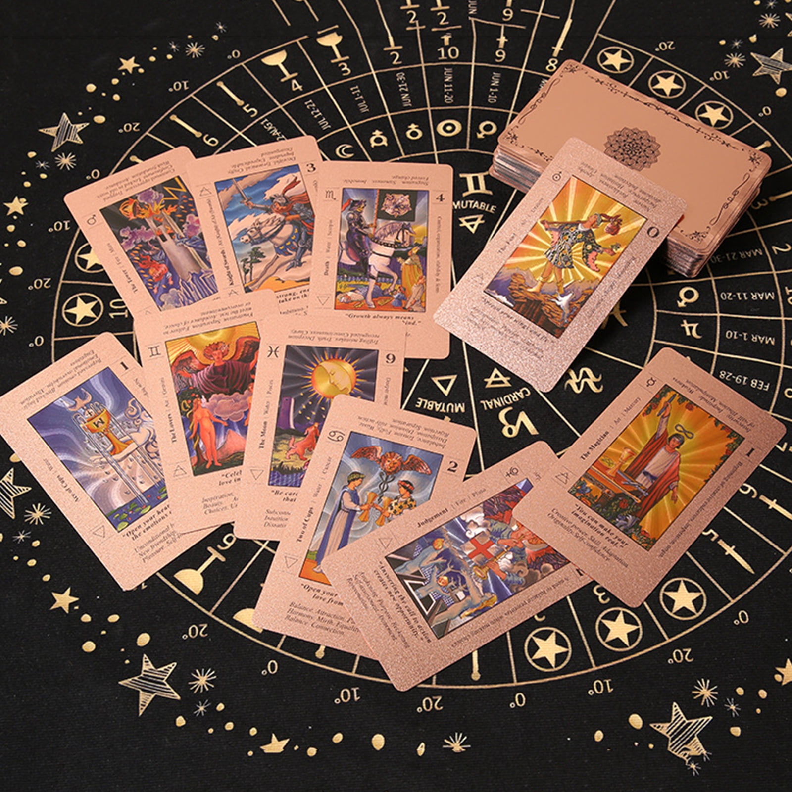 Tarot Cards for Beginners,78 Classic Tarot Cards Deck, Waterproof Durable Tarot Cards,Fortune Telling Games for Easter, Party (Rose Gold)