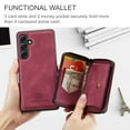 thumbnail image 4 of For Samsung Galaxy S24 Case, Detachable 2 in 1 PU Leather Zipper Wallet Case for Women Men with RFID Blocking Removable Card Holder Slot Magnetic Closure Shockproof Protective Phone Cover,Red, 4 of 10