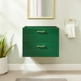 thumbnail image 2 of Wall Mount Sink Vanity Cabinet, Green, Wood, Hotel Bedroom Bathroom, Modern Contemporary HB33625, 2 of 9
