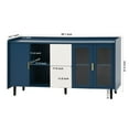 thumbnail image 4 of Sideboard Buffet Cabinet, Kitchen Pantry Storage Cabinet, 55" Coffee Bar Storage Cabinet with 2 Drawers, 2 Open Storage Compartment & 2 Glass Doors, or Kitchen, Living Room, Green, Blue, 4 of 7