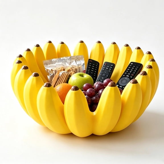 Fruit Bowl with Banana Shape Petal Tray, Kitchen Counter Organizer for Fruit Snacks 4 or 6 in