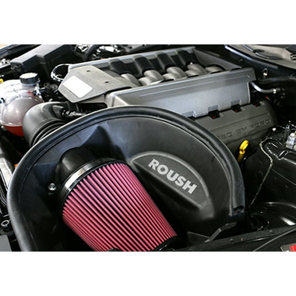 Fits 2015-2017 Ford Mustang Roush Performance Kovington Cold Air Intake 421826 Black Tube; Synthetic Fiber Filter; With Heat Shield