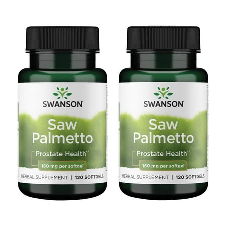 Swanson Saw Palmetto Men Prostate Health Hormone Support Urinary Health 160 Milligrams 120 Sgels (2 Pack)