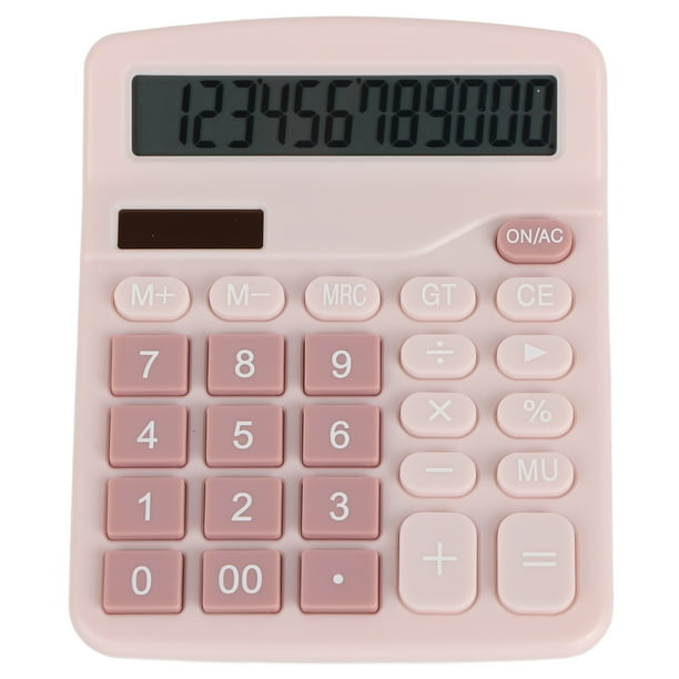Calculadora de escritorio estándar de 12 dígitos con energía solar y de batería dual para estudiantes, ideal para oficina, escuela, hogar y negocios, color rosa.