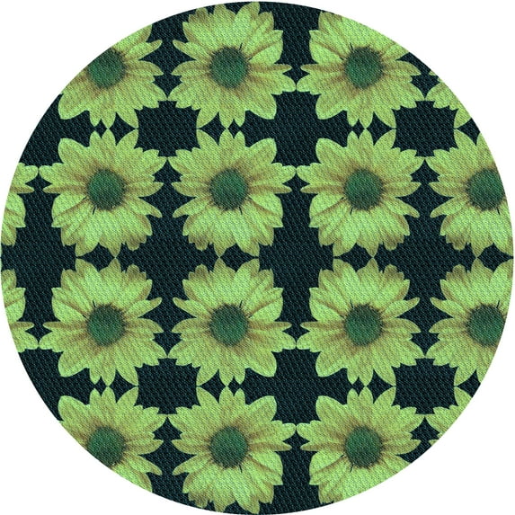 Ahgly Company Indoor Round Patterned DarkSlateGray or DarkSlateGrey Green Area Rugs, 4' Round