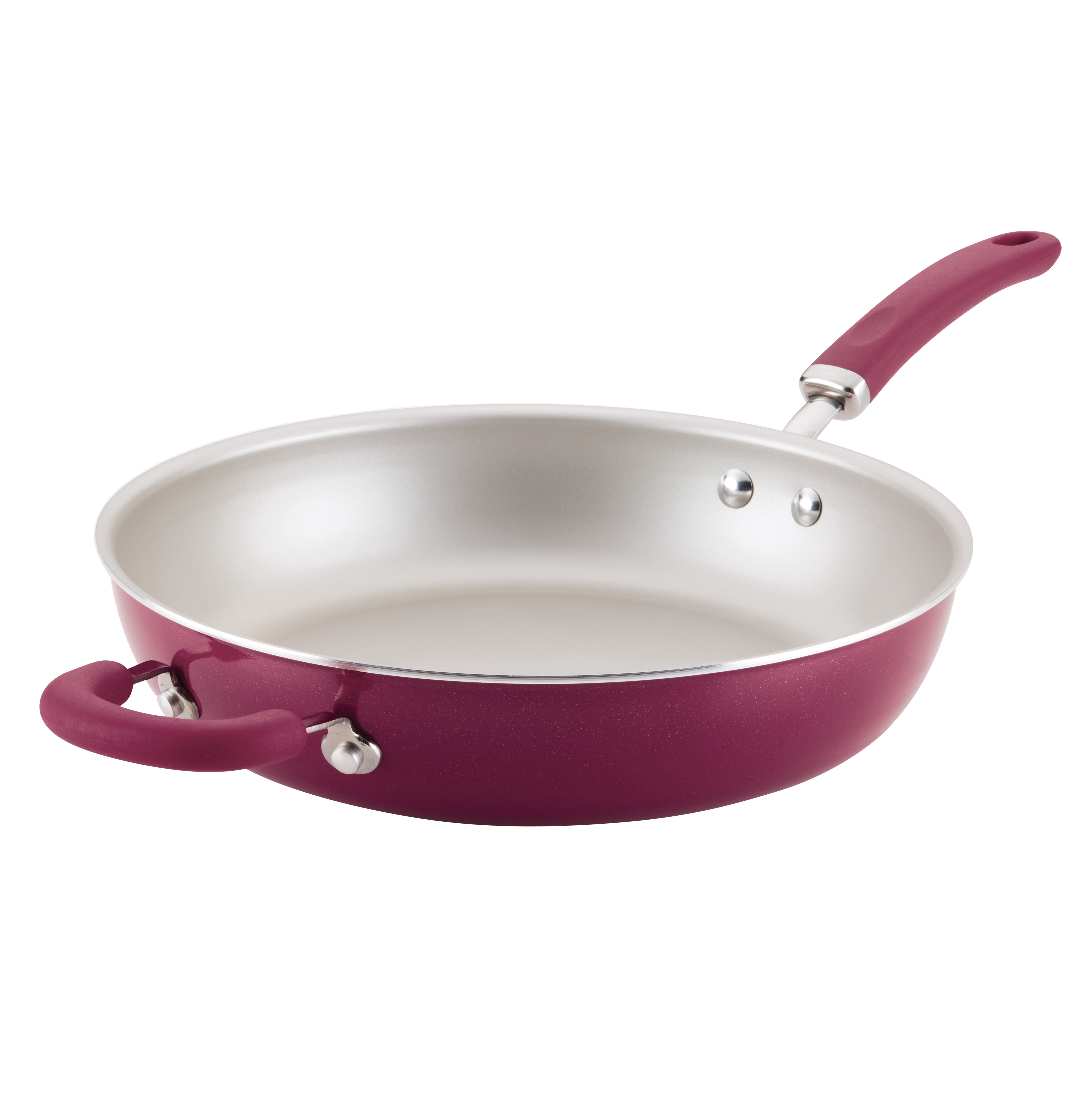 Rachael Ray Create Delicious 12.5" Aluminum Nonstick Deep Frying Pan, Burgundy