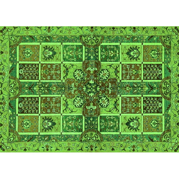 Ahgly Company Indoor Rectangle Abstract Green Modern Area Rugs, 5' x 8'