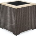 thumbnail image 1 of Homestyles Palm Springs Acacia Wood Top and Rattan Outdoor Planter in Dark Brown, 1 of 9