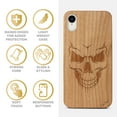 thumbnail image 4 of Case Yard Wooden Case Outside Soft TPU Silicone, Slim Fit Shockproof Wood Protective Phone Cover for Girls Boys Men and Women, Supports Wireless Charging Scary Skull Design case for iPhone-XR, 4 of 7