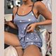 thumbnail image 3 of Gibobby pijama casual y cómodo Ropa de dormir con estampado de mujer, conjunto de pantalones cortos sin mangas de realce Sexy de dos piezas, ropa interior Sexy, traje de dormir, pijama (Gris, M), 3 of 5