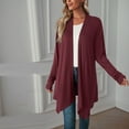 thumbnail image 6 of IROINNID Cardigan for Women Open Front Lightweight Casual Jackets Sleeve Solid Blouse Outerwear Coat,Burgundy, 6 of 8