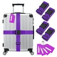 thumbnail image 1 of Juego de 4 correas para equipaje aprobadas por TSA, juego de correas para maletas y etiquetas ajustables para maletas [Púrpura], 1 of 1