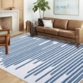 thumbnail image 4 of Yesfashion Carpets Area Rugs Washable 4'*6' Rug Modern Berber Stripe Rug Stain-Resistant Non-Slip Throw Rug Soft Foldable Accent Rugs Home Floor Decor,Blue Beige Beige Blue 4ft*6ft, 4 of 7