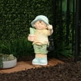 thumbnail image 3 of Alpine Corporation Solar Boy Statue Holding Lantern With LED Light, 3 of 13