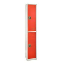 AdirOffice 72" Steel 2 Tier Large Metal Storage Cabinet Locker Organizer With 2 Doors Red