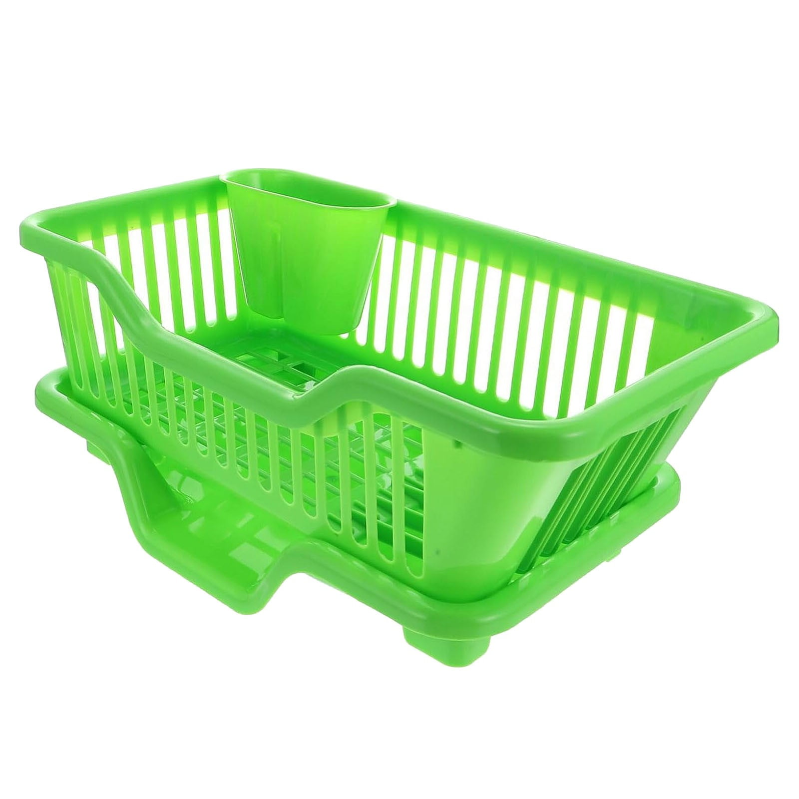 SLUOHZXI Dish Drying Rack for Kitchen Counter - Large Dish Rack with Drainboard, Rustproof Dish Drainer with Utensil Holder for Sink,Green