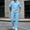 Light Blue men plus size 2 piece outfit a1, variant on Cagogo Men Plus Size 2 Piece Outfits Collared Short Sleeve Top Elastic Waist Pants Solid Casual Tracksuit Summer Lounge Matching Set Vacation Travel, Beige L