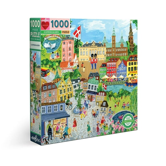 eeBoo: Piece and Love Copenhagen 1000 Piece Square Adult Jigsaw Puzzle, Puzzle for Adults and Families, Glossy, Sturdy Pieces and Minimal Puzzle Dust