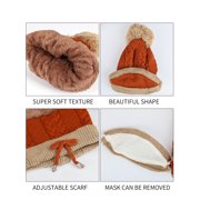Gustave 3 in 1 Warm Anti-fog Beanie Hat Scarf and Mask Set, Fleece Inside Knitted Riding Cap Infinity Scarves Winter Accessories for Women (Black)