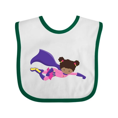 

Inktastic African American Girl Purple Cape Superhero Girl Gift Baby Girl Bib