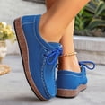 thumbnail image 4 of Womens Loafers Solid Color Lace up Lightweight Boat Shoes Casual Arch Support Slip on Flat Walking Shoes Blue Size 8.5, 4 of 8