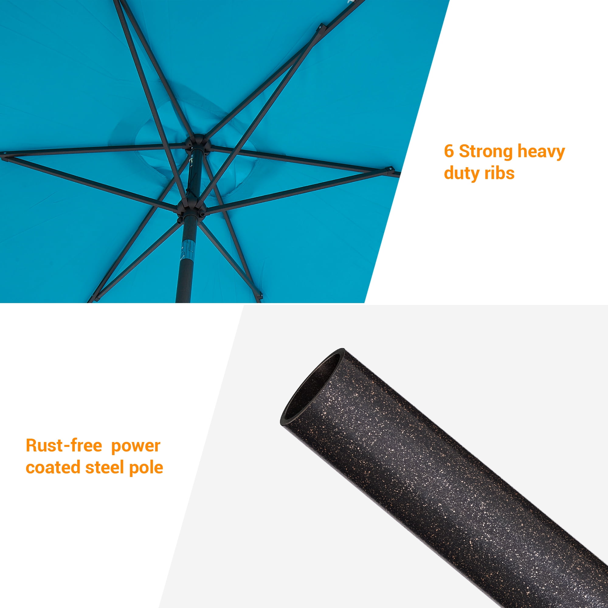 ACEGOSES 10 x 6.5ft Outdoor Patio Table Umbrella with Non-Fading canopy for Garden and Yard,Lake Blue