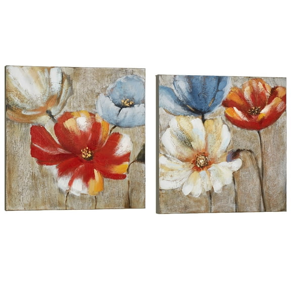 Joyful Garden Canvas Art Set Russet Red Set of Two 2