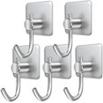 thumbnail image 1 of Paquete de 5 ganchos de pared de acero inoxidable, autoadhesivos, impermeables, sin perforación, toallero para baño, cocina, oficina, etc. (forma de J) brillar Electrónica, 1 of 5