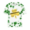 thumbnail image 4 of BLVB St Patricks Day Shirts Womens Crew Neck Short Sleeve Summer T Shirt Four Leaf Shamrock Graphic Tee Tops, 4 of 4