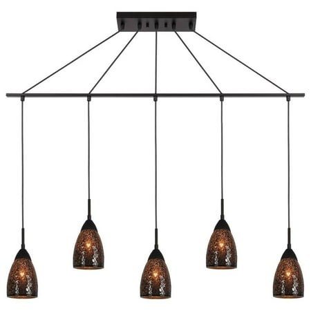 

Woodbridge Lighting Venezia 5-Light Glass Linear Pendant in Bronze/Mosaic Mirror