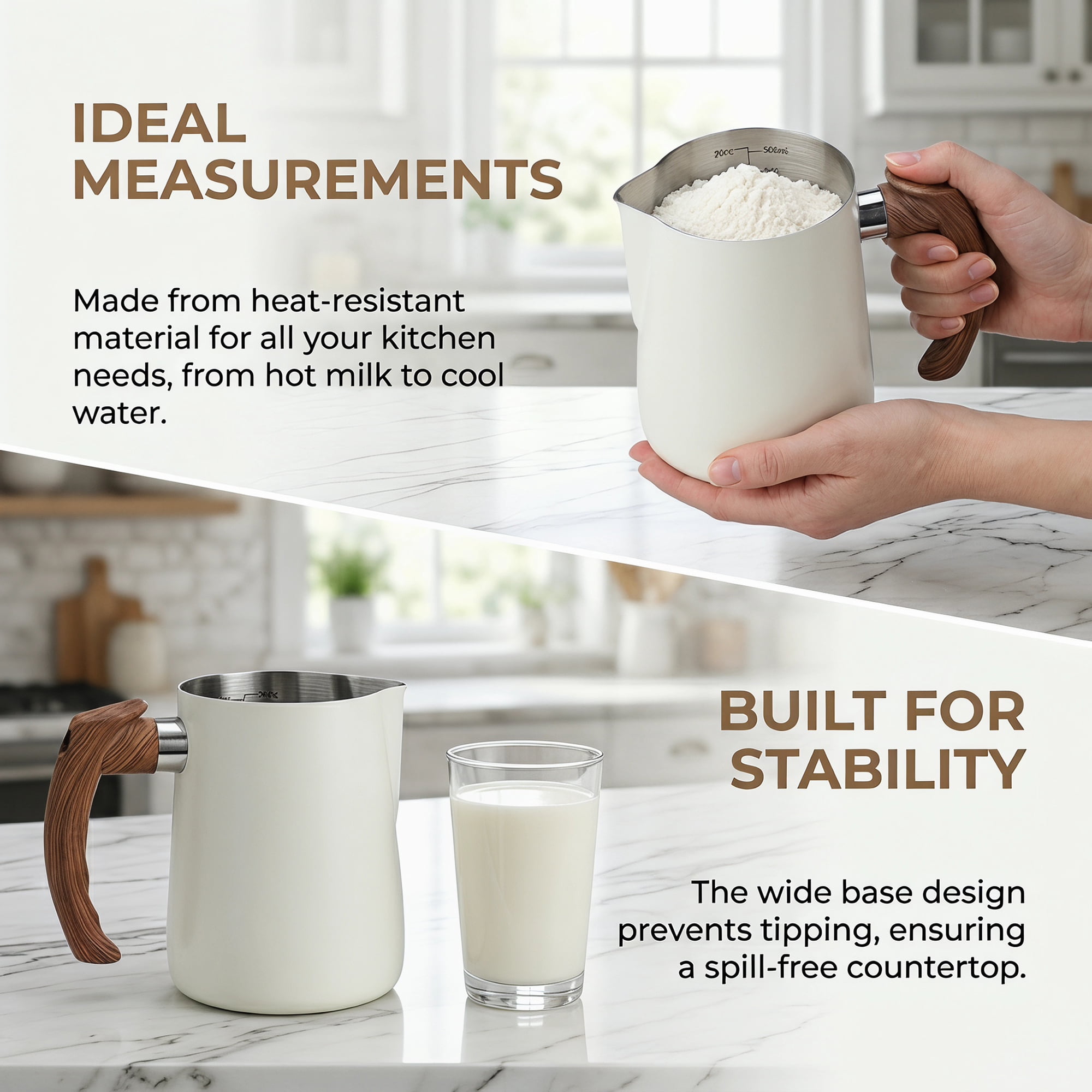 Unique Bargains Stainless Steel Measuring Cup for Accurate Kitchen Work White 600ml