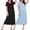 Black/Light Blue Floral, variant on Ekouaer 2 Pack Long Nightgowns for Women Short Sleeve Crew Neck Soft House Dress Loungewear Nightshirt with Pockets