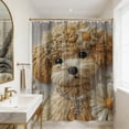 thumbnail image 1 of Faux Embroidery Printed Shower Curtain 70x70 Inches Waterproof and Moldproof with Rust-Proof Grommets and Hooks for Bathroom Decor, 1 of 8